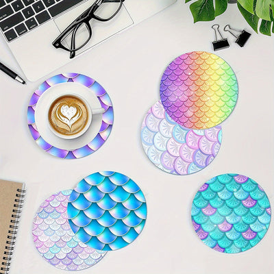 Écailles colorées Sous-tasse Broderie Diamant 8Pcs