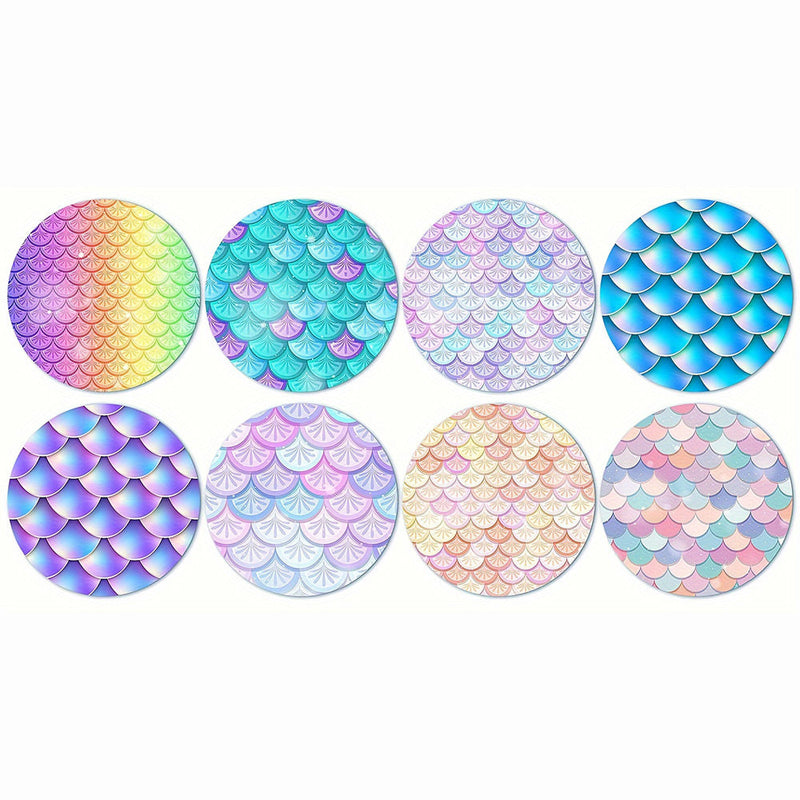 Écailles colorées Sous-tasse Broderie Diamant 8Pcs