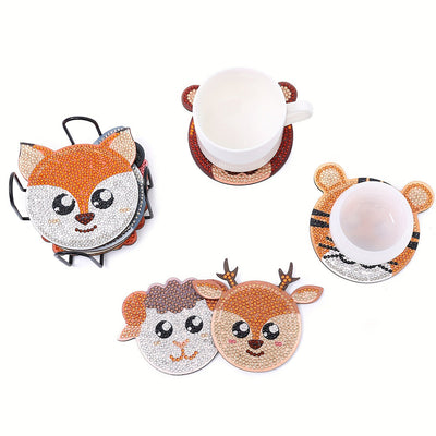 Animaux de dessin animé mignons Sous-tasse Broderie Diamant 10Pcs