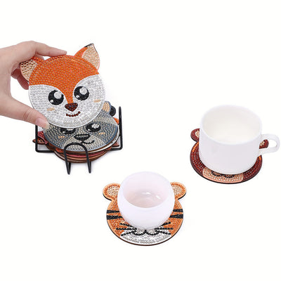 Animaux de dessin animé mignons Sous-tasse Broderie Diamant 10Pcs