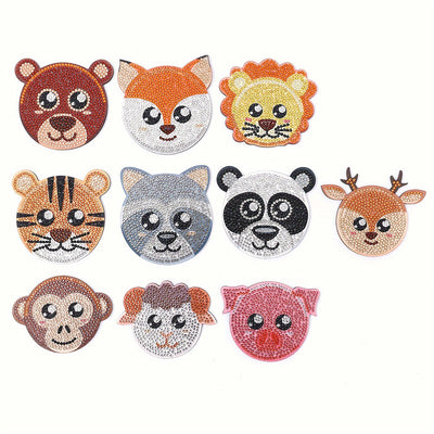 Animaux de dessin animé mignons Sous-tasse Broderie Diamant 10Pcs