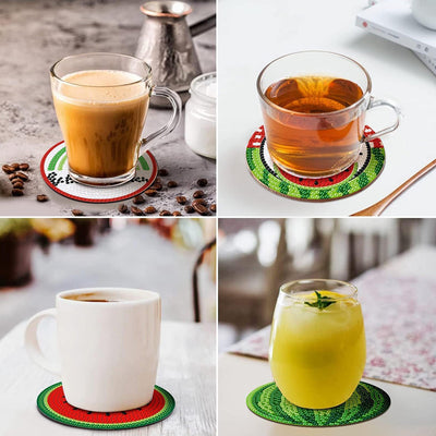 Pastèque d’été Sous-tasse Broderie Diamant 8Pcs