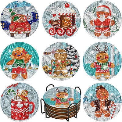 Noël Sous-tasse Broderie Diamant 8Pcs