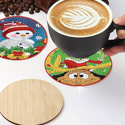 Noël Sous-tasse Broderie Diamant 8Pcs