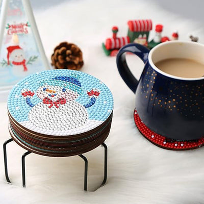 Dessin animé Noël Sous-tasse Broderie Diamant 8Pcs