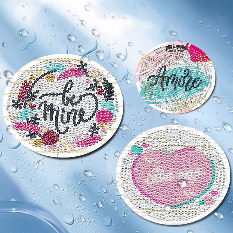 Saint-Valentin Sous-tasse Broderie Diamant 8Pcs