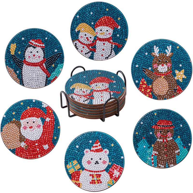 Joyeux Noël Sous-tasse Broderie Diamant 6Pcs