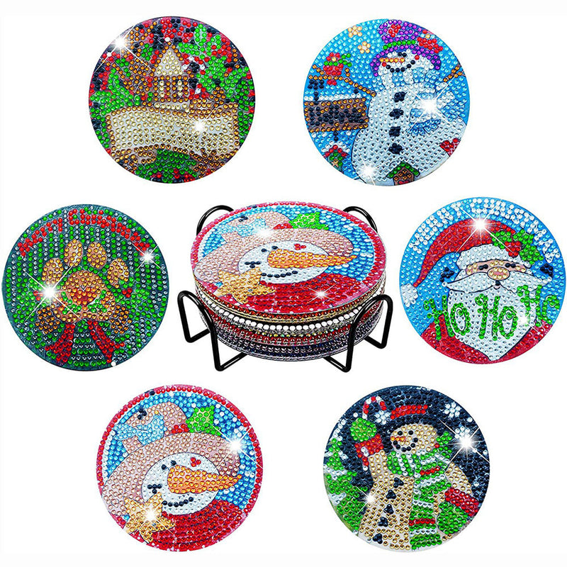 Joyeux Noël Sous-tasse Broderie Diamant 6Pcs