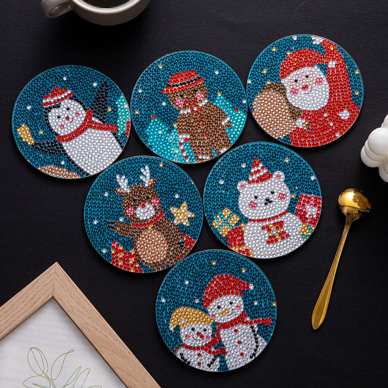 Joyeux Noël Sous-tasse Broderie Diamant 6Pcs