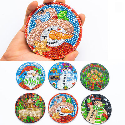 Joyeux Noël Sous-tasse Broderie Diamant 6Pcs