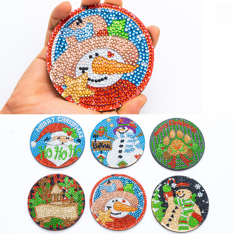 Joyeux Noël Sous-tasse Broderie Diamant 6Pcs