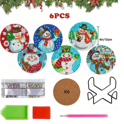 Joyeux Noël Sous-tasse Broderie Diamant 6Pcs