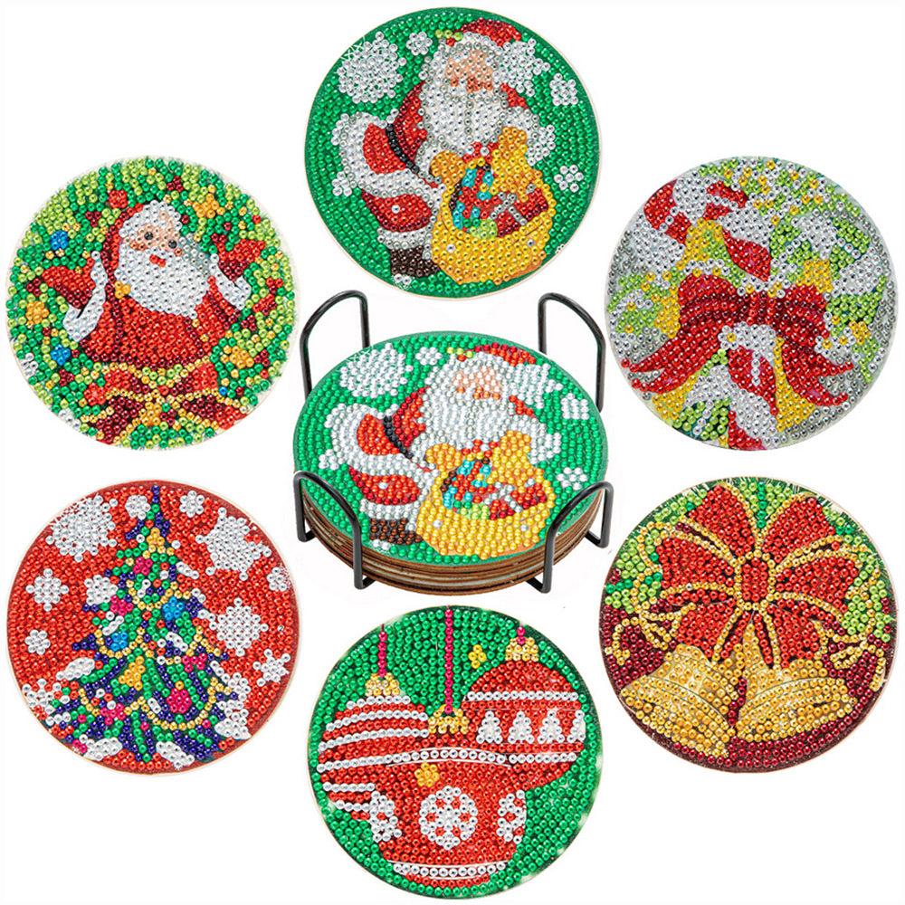 Joyeux Noël Sous-tasse Broderie Diamant 6Pcs