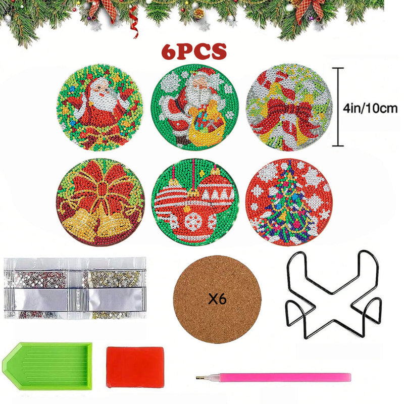 Joyeux Noël Sous-tasse Broderie Diamant 6Pcs