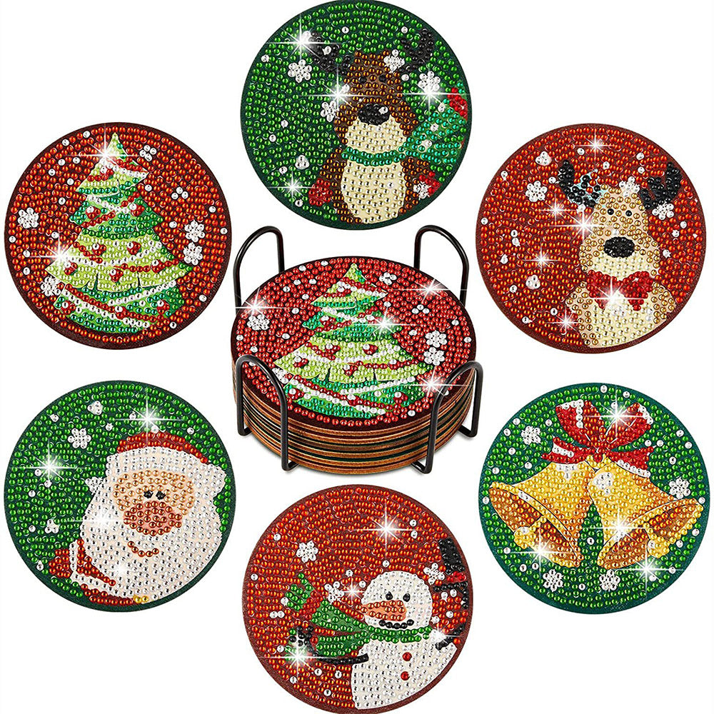Joyeux Noël Sous-tasse Broderie Diamant 6Pcs