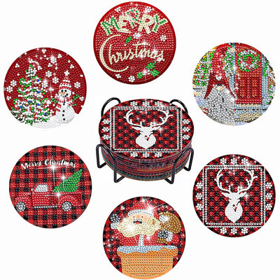 Joyeux Noël Sous-tasse Broderie Diamant 6Pcs