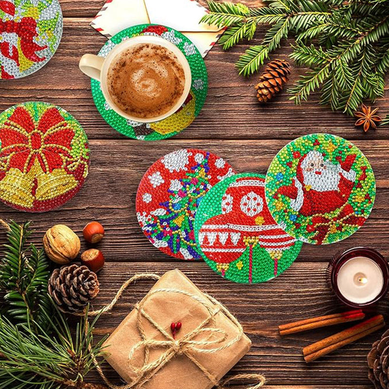 Joyeux Noël Sous-tasse Broderie Diamant 6Pcs
