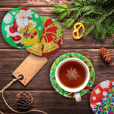 Joyeux Noël Sous-tasse Broderie Diamant 6Pcs