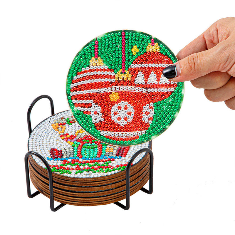 Joyeux Noël Sous-tasse Broderie Diamant 6Pcs