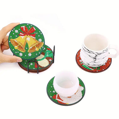 Joyeux Noël Sous-tasse Broderie Diamant 6Pcs