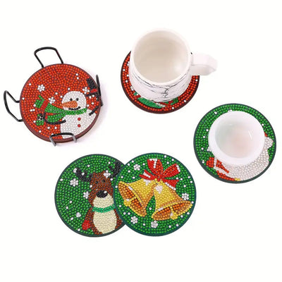 Joyeux Noël Sous-tasse Broderie Diamant 6Pcs
