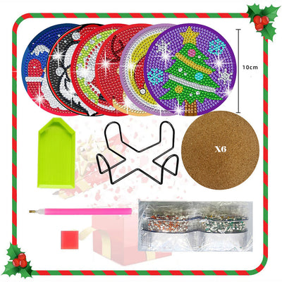 Joyeux Noël Sous-tasse Broderie Diamant 6Pcs