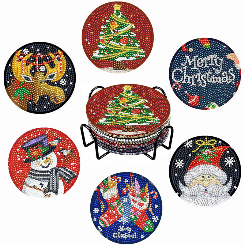 Joyeux Noël Sous-tasse Broderie Diamant 6Pcs