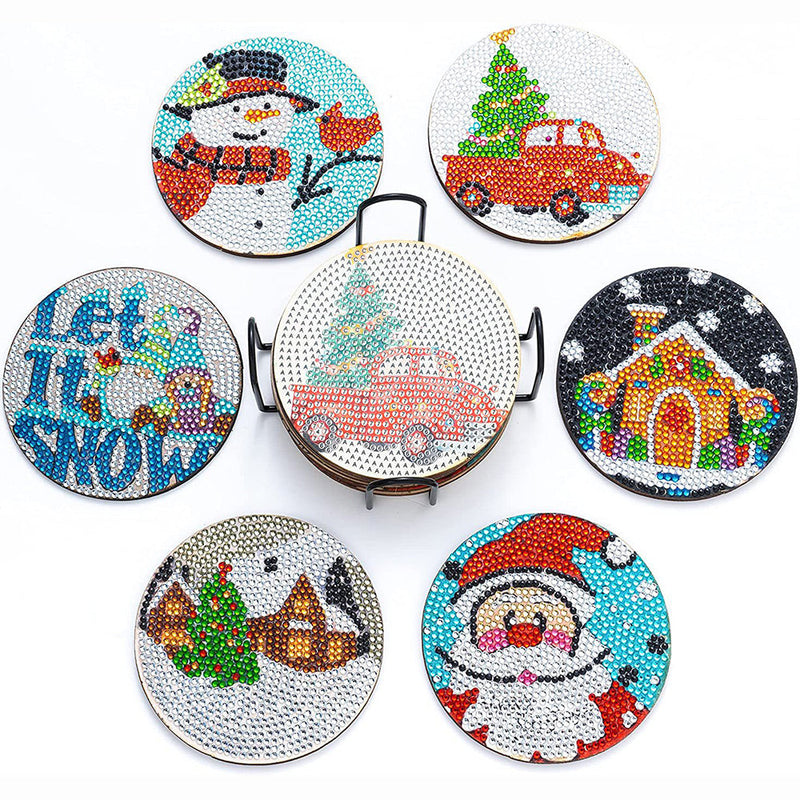 Joyeux Noël Sous-tasse Broderie Diamant 6Pcs