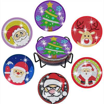 Joyeux Noël Sous-tasse Broderie Diamant 6Pcs