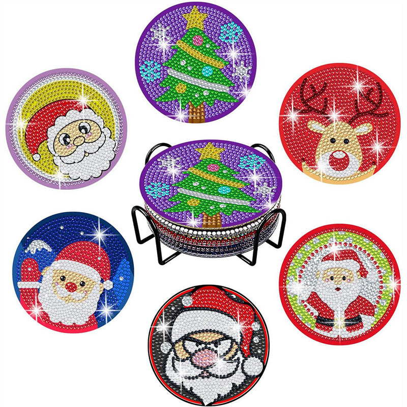 Joyeux Noël Sous-tasse Broderie Diamant 6Pcs