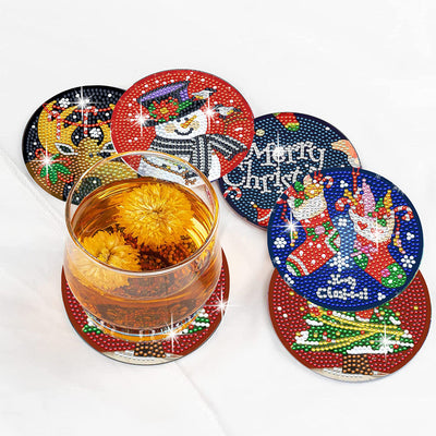 Joyeux Noël Sous-tasse Broderie Diamant 6Pcs