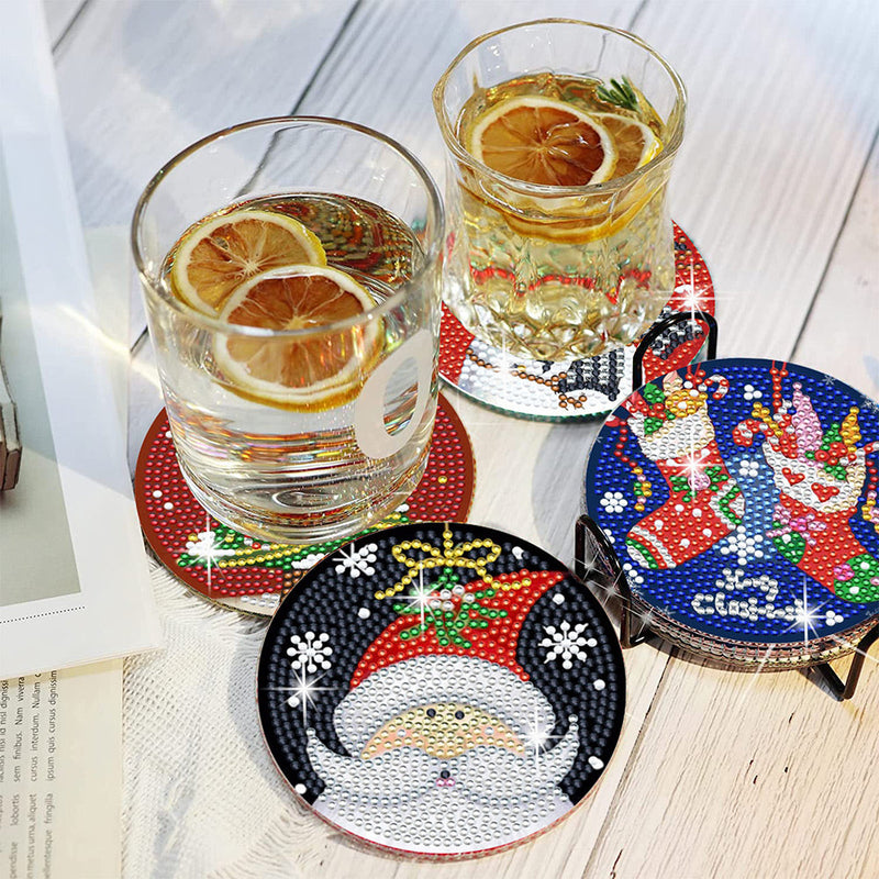 Joyeux Noël Sous-tasse Broderie Diamant 6Pcs