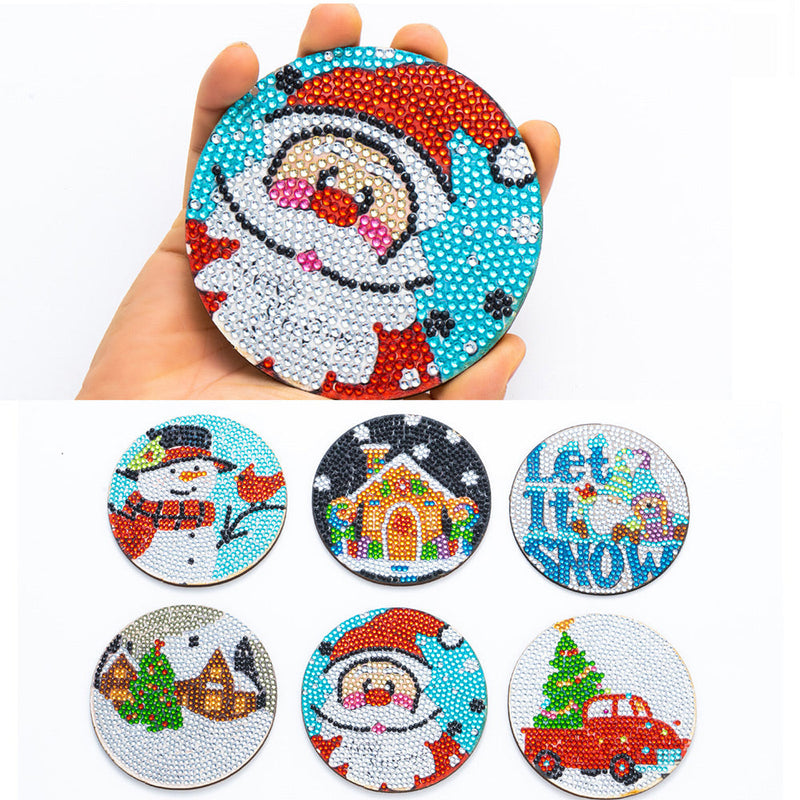 Joyeux Noël Sous-tasse Broderie Diamant 6Pcs