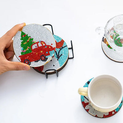 Joyeux Noël Sous-tasse Broderie Diamant 6Pcs