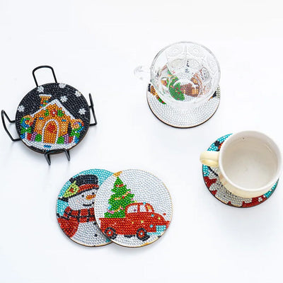 Joyeux Noël Sous-tasse Broderie Diamant 6Pcs