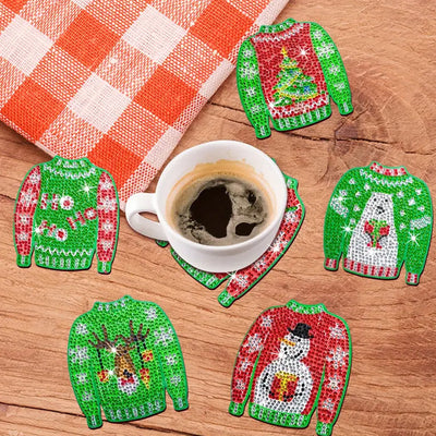 Vêtements de Noël Sous-tasse Broderie Diamant 10Pcs