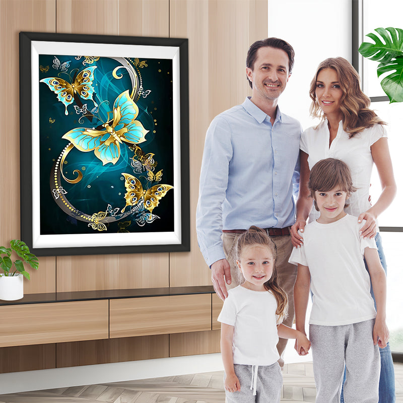 Trois Papillons Mécaniques Broderie Diamant
