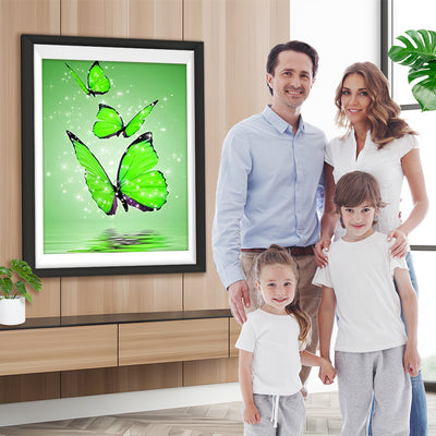 Papillons Verts et les Lucioles Broderie Diamant