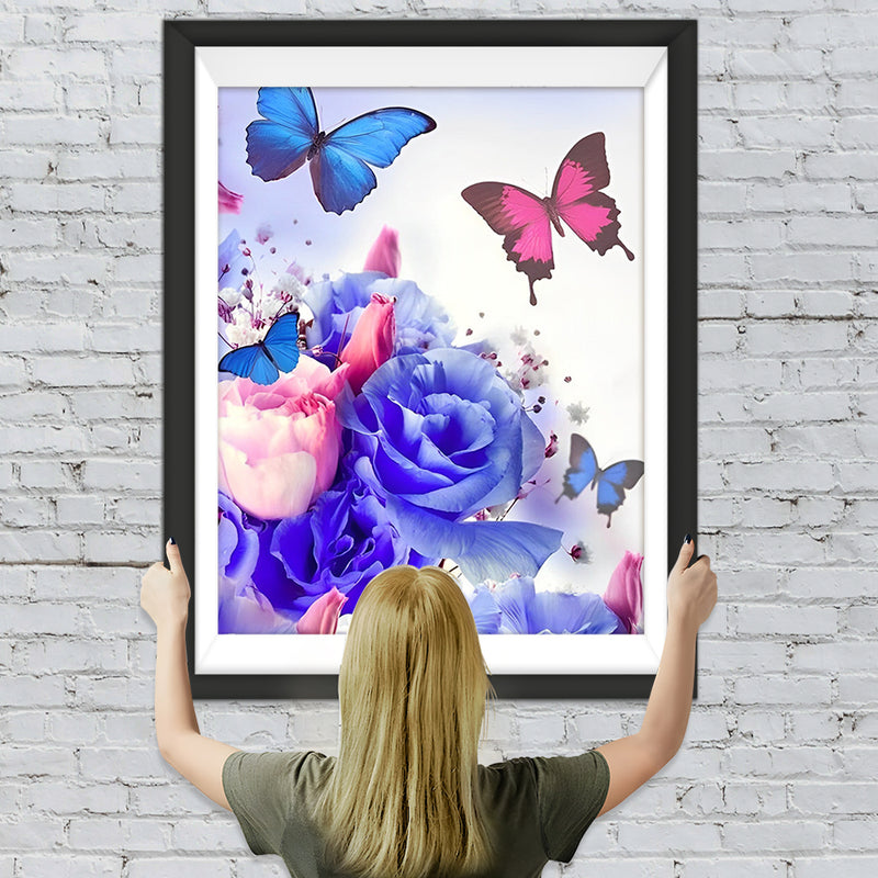 Papillons et des Belles Roses Broderie Diamant