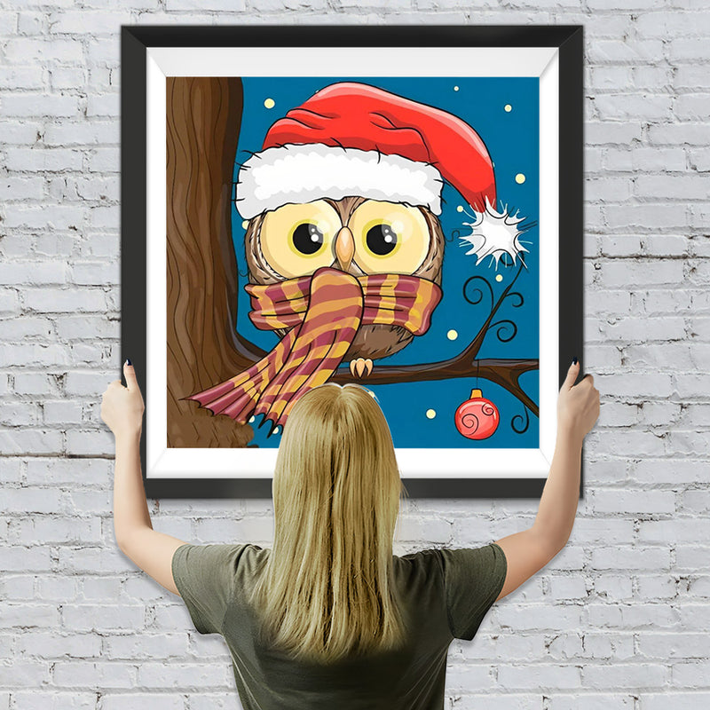 Mignon Hibou Cartoon de Noël Fête Broderie Diamant