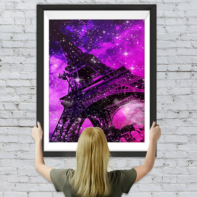 Tour Eiffel et le Ciel Violet Broderie Diamant