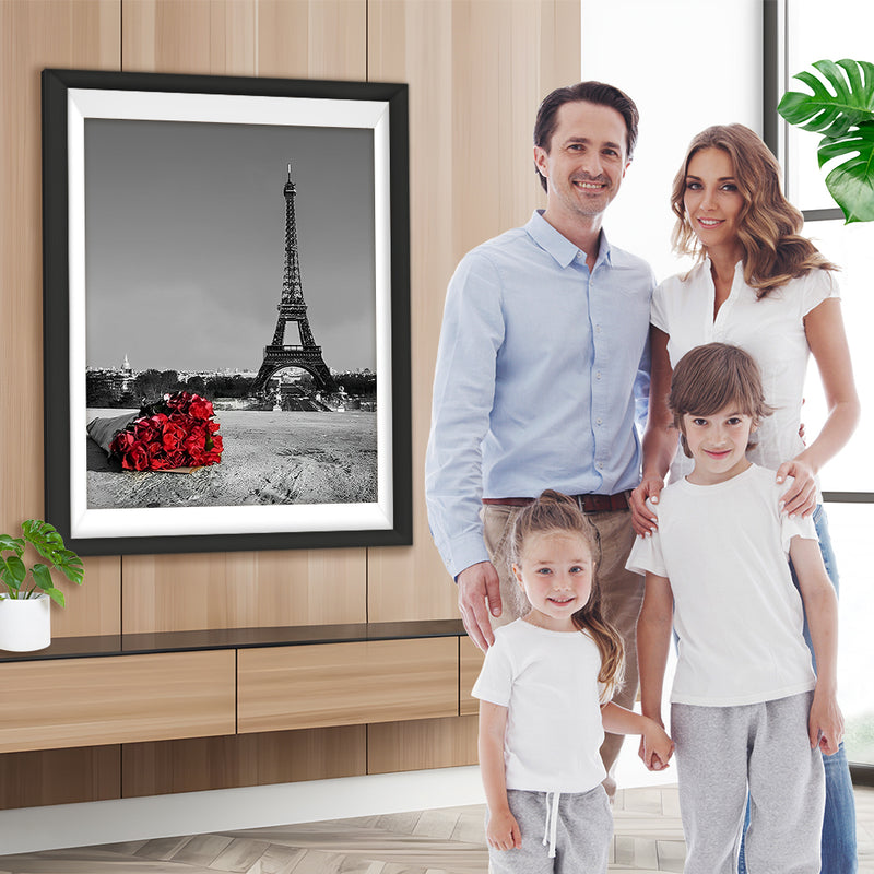 Rose Rouge et Tour Eiffel Broderie Diamant