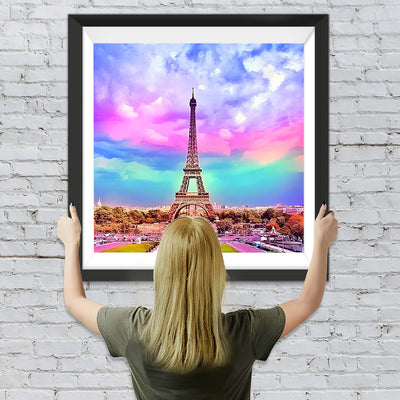 Eiffel et Nuages Colorés Broderie Diamant