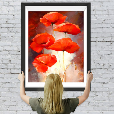 Coquelicots Rouges Broderie Diamant