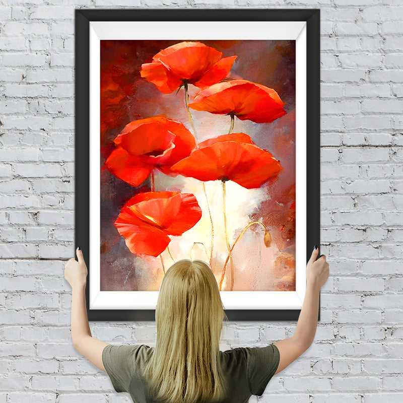 Coquelicots Rouges Broderie Diamant