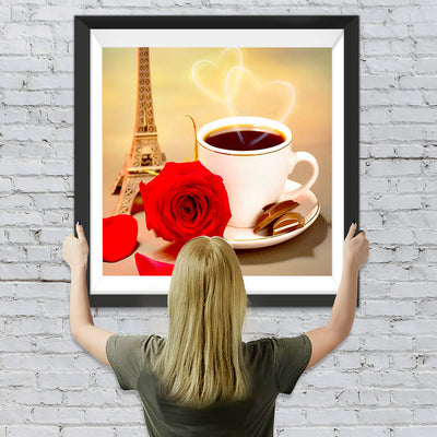 Café et Tour Eiffel Broderie Diamant
