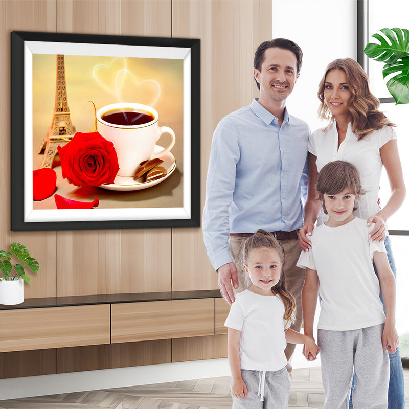 Café et Tour Eiffel Broderie Diamant