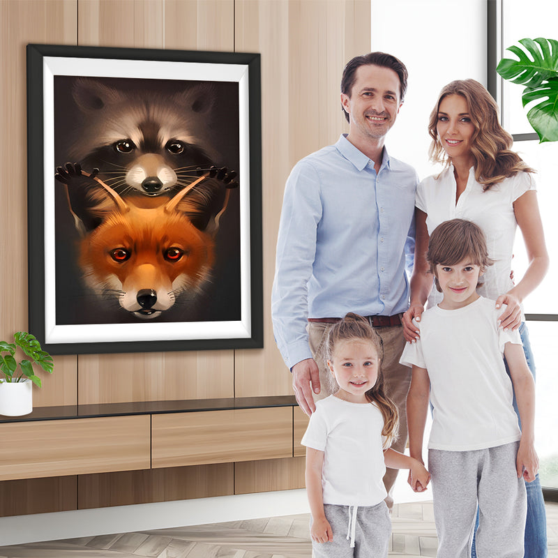 Renard Roux et Racoon Broderie Diamant