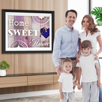 Maison, Jolie Maison et Coeur Bleu Broderie Diamant