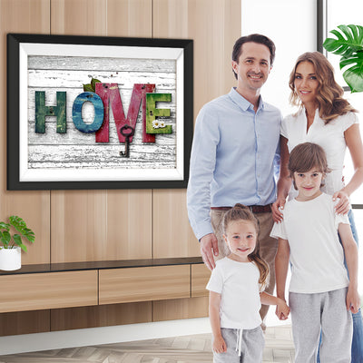 Plaque en Bois Home Broderie Diamant